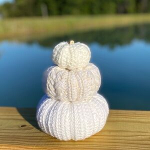 Crochet stacking pumpkin trio Neutral fall decor  one set